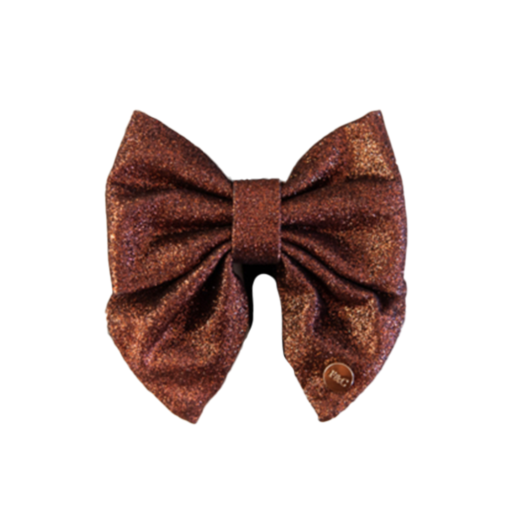 Luksusowa muszka dla psa, glitter brąz