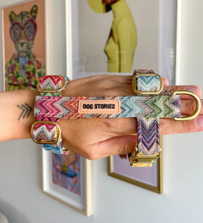 Luksusowe szelki MURANO, złote okucia