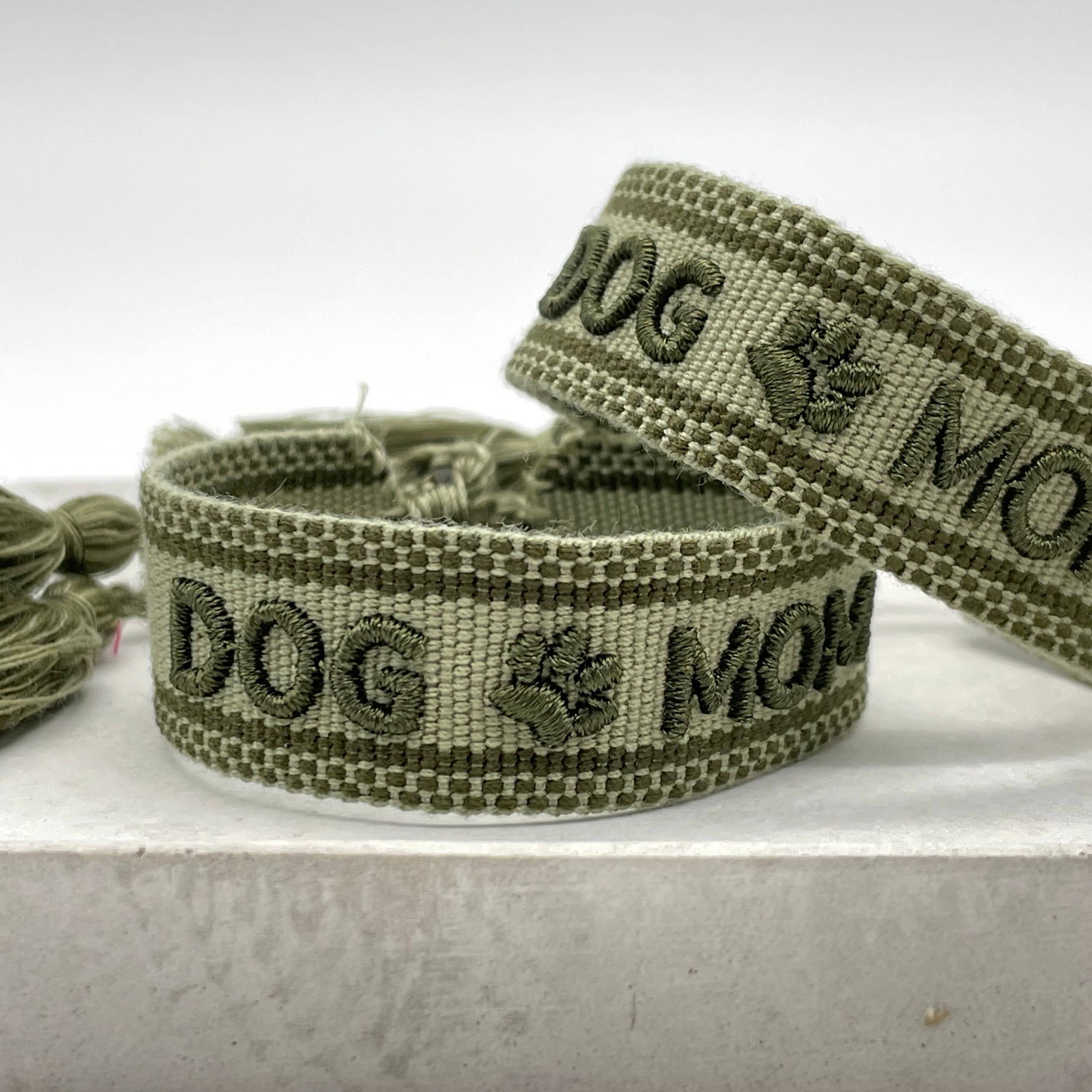 DOG MOM – Woven, Embroidered Statement Bracelet