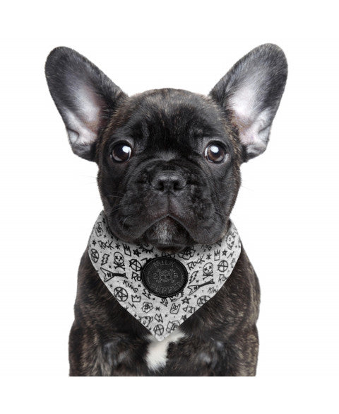 Gris luxury skull bandana for dogs, gray