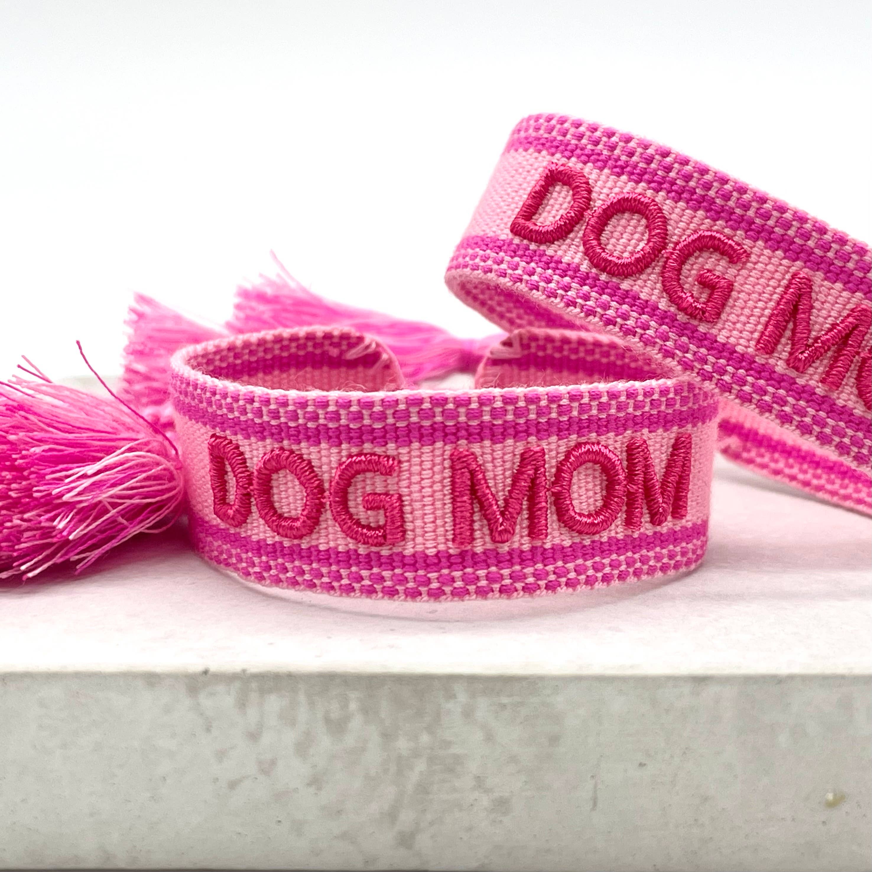 DOG MOM – Woven, Embroidered Statement Bracelet