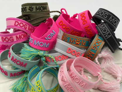 DOG MOM – Woven, Embroidered Statement Bracelet