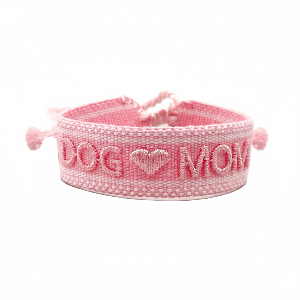 DOG MOM – Woven, Embroidered Statement Bracelet