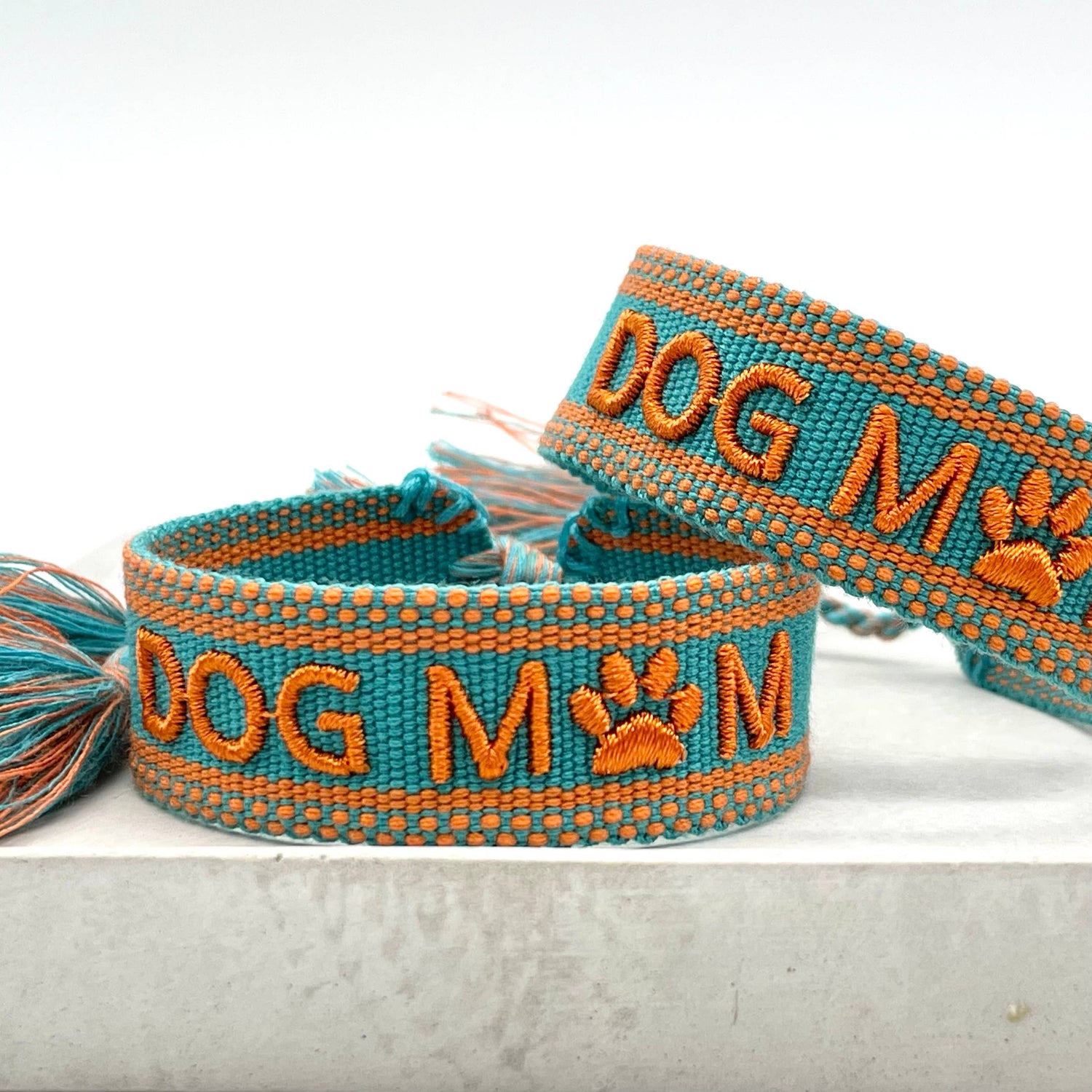 DOG MOM – Woven, Embroidered Statement Bracelet
