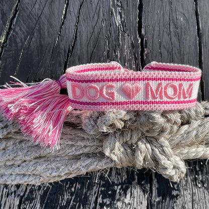DOG MOM – Woven, Embroidered Statement Bracelet