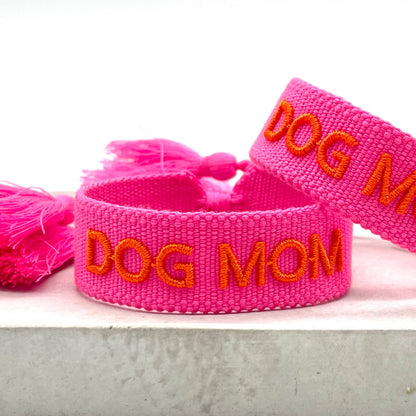 DOG MOM – Woven, Embroidered Statement Bracelet
