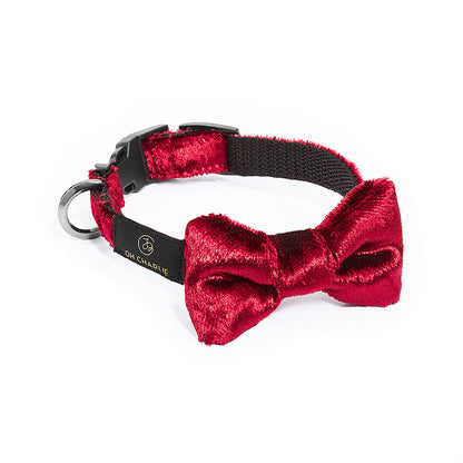 Glossy dog ​​bow tie, burgundy