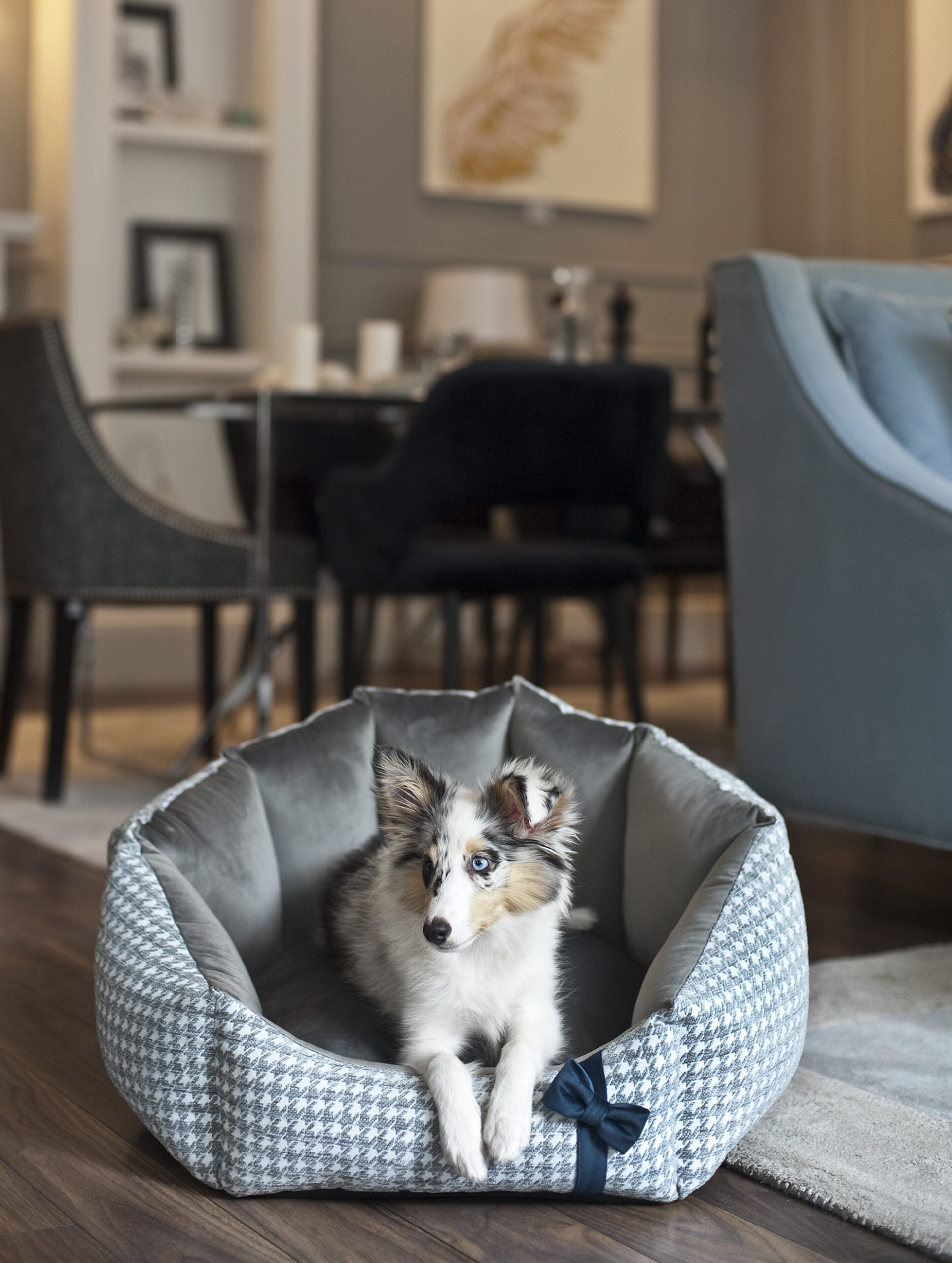 Luksusowe legowisko Glamour dla psa, szare