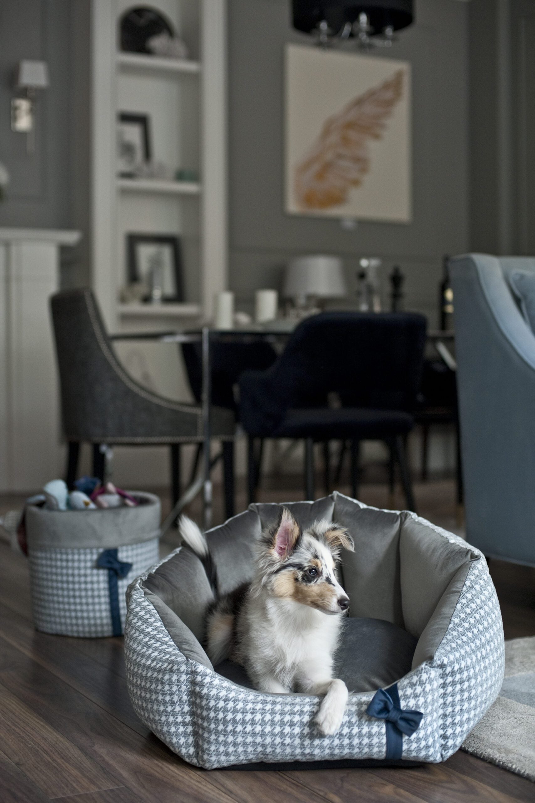 Luksusowe legowisko Glamour dla psa, szare