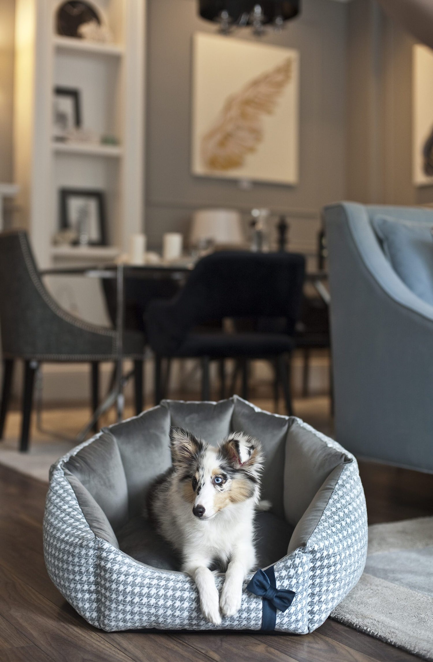 Luksusowe legowisko Glamour dla psa, szare