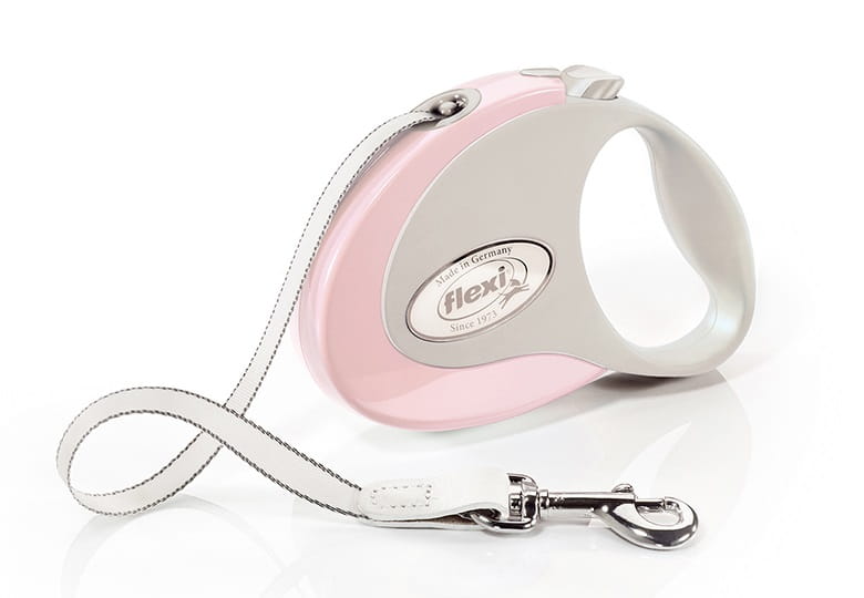 Stylowa smycz automatyczna dla psa, różowa