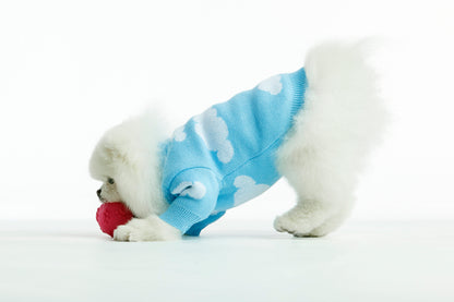 Błękitny sweterek dla psa w chmurki