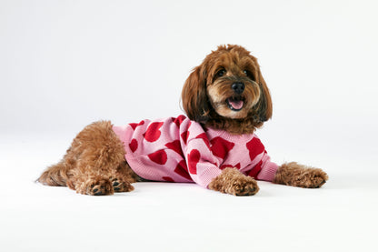 Różowy sweterek dla psa w serduszka