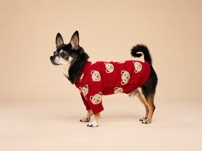 Burgundowy sweterek dla psa w misie