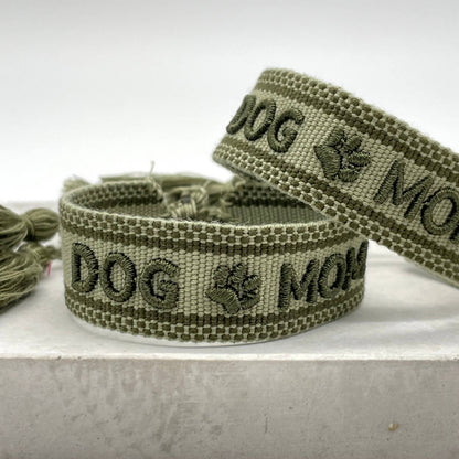 DOG MOM – Woven, Embroidered Statement Bracelet