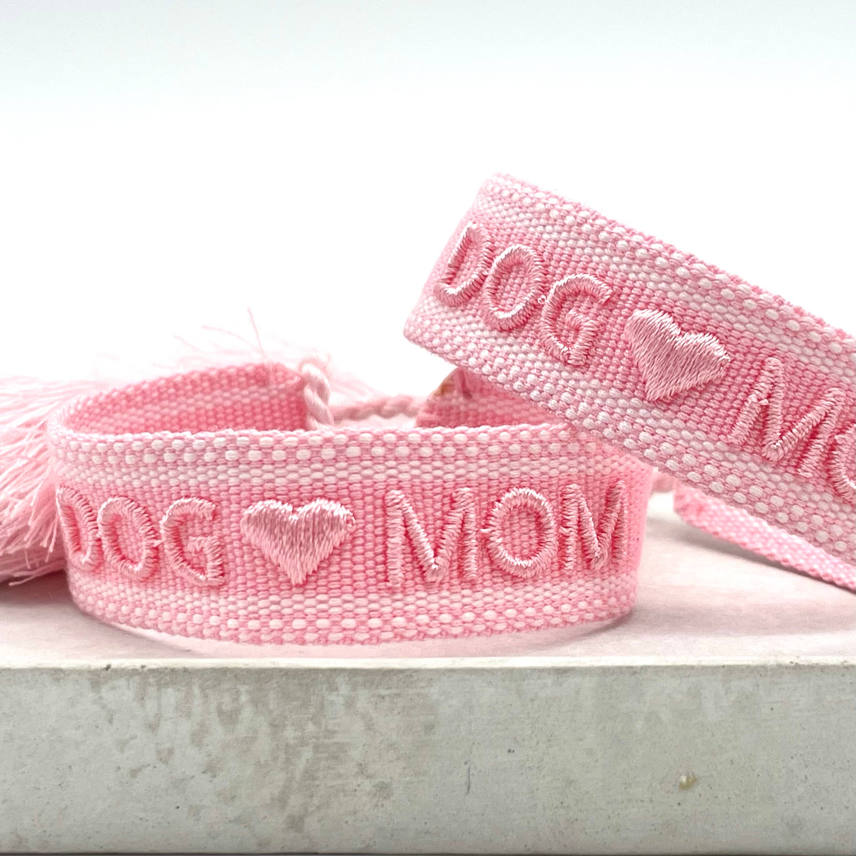 DOG MOM – Woven, Embroidered Statement Bracelet