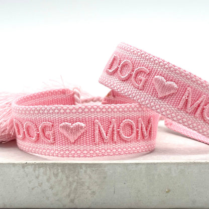 DOG MOM – Woven, Embroidered Statement Bracelet