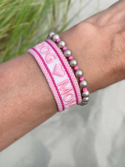 DOG MOM – Woven, Embroidered Statement Bracelet
