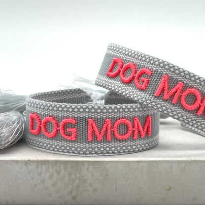 DOG MOM – Woven, Embroidered Statement Bracelet