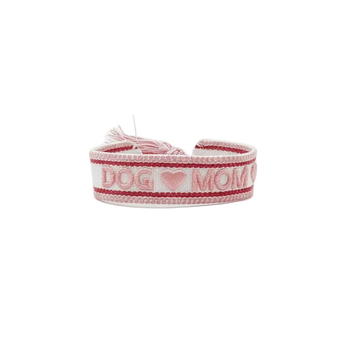 DOG MOM – Woven, Embroidered Statement Bracelet