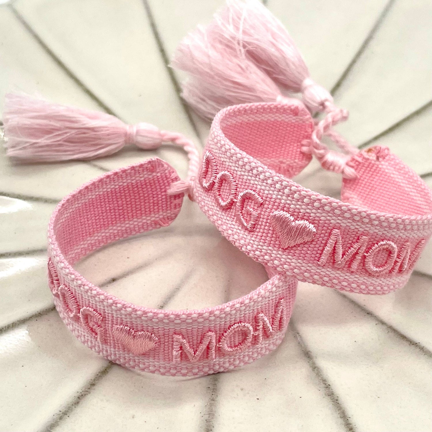 DOG MOM – Woven, Embroidered Statement Bracelet