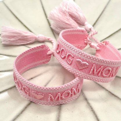 DOG MOM – Woven, Embroidered Statement Bracelet