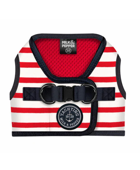 Luksusowe szelki dla psa Loan, w paski czerwone