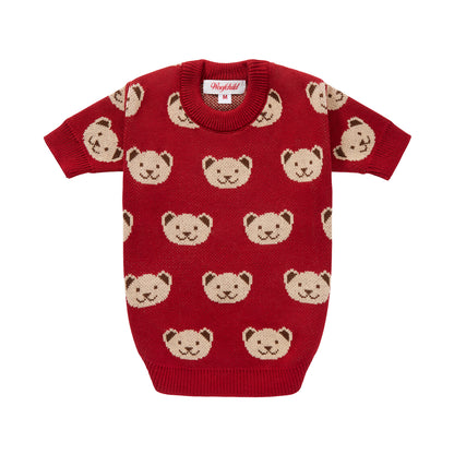 Burgundowy sweterek dla psa w misie