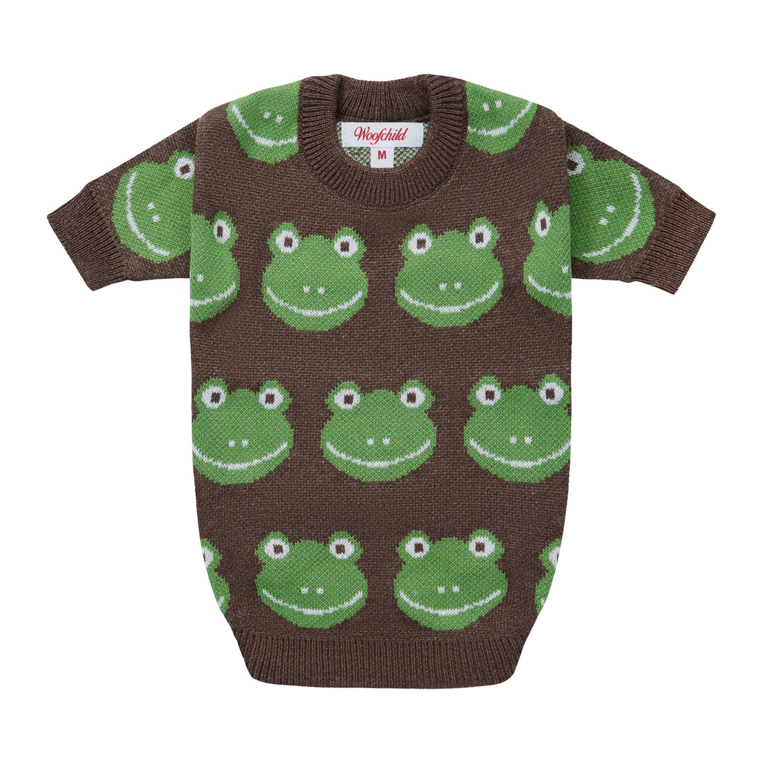 Brązowy sweterek dla psa w żabki