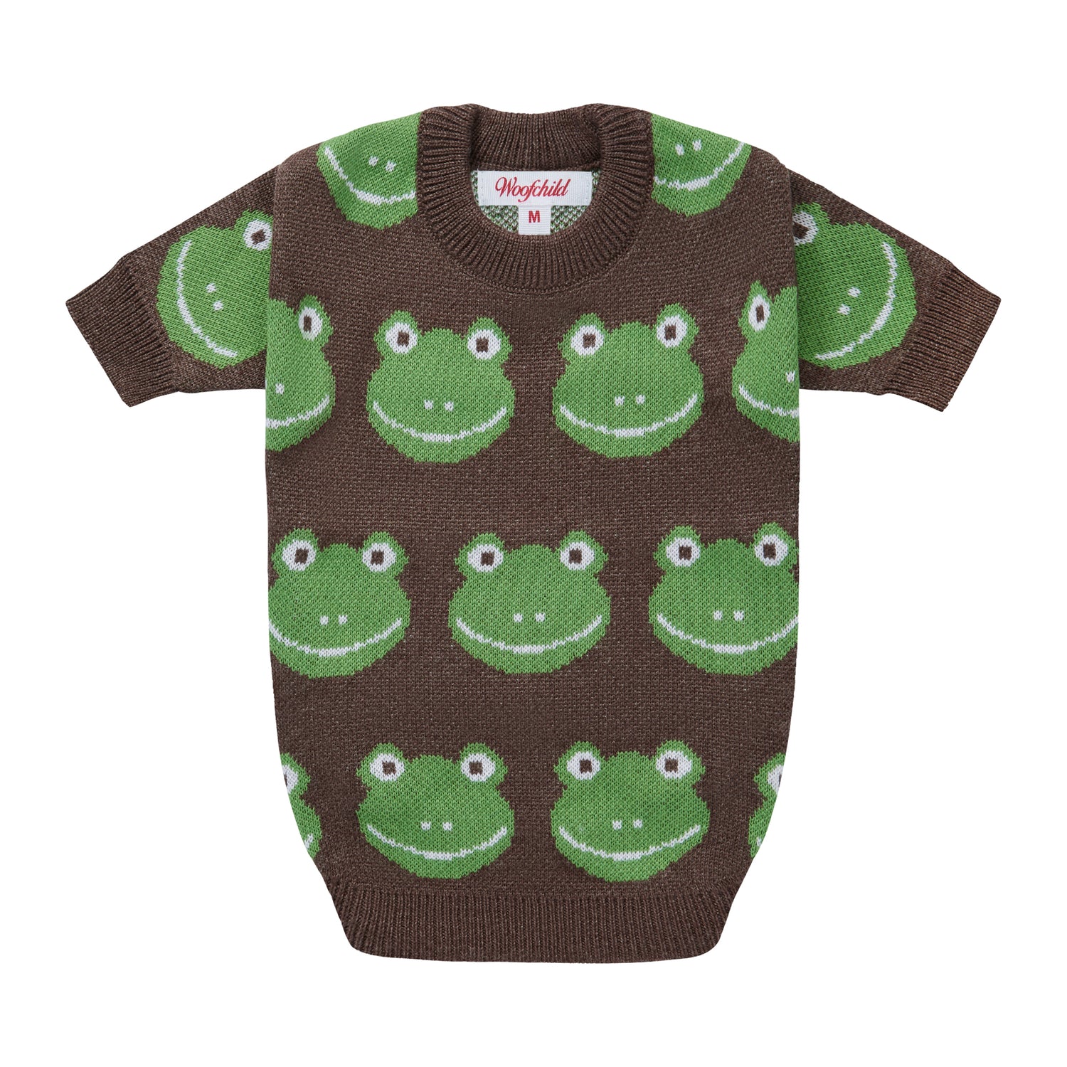 Brązowy sweterek dla psa w żabki