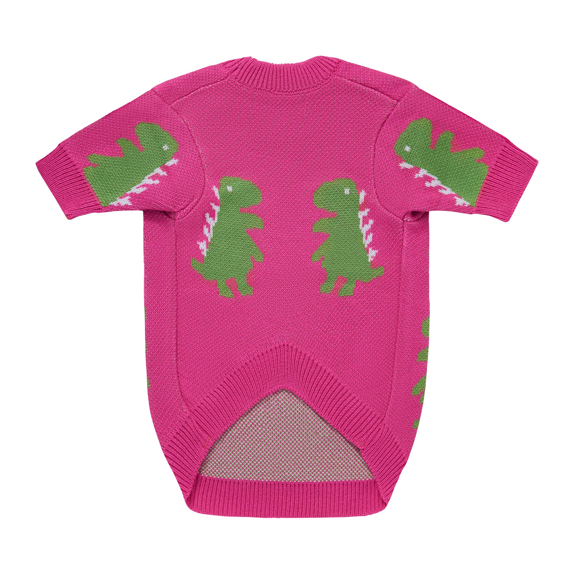 Różowy sweterek dla psa w dinozaury