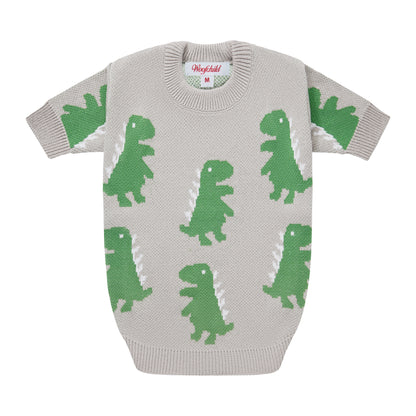 Szary sweterek dla psa w dinozaury