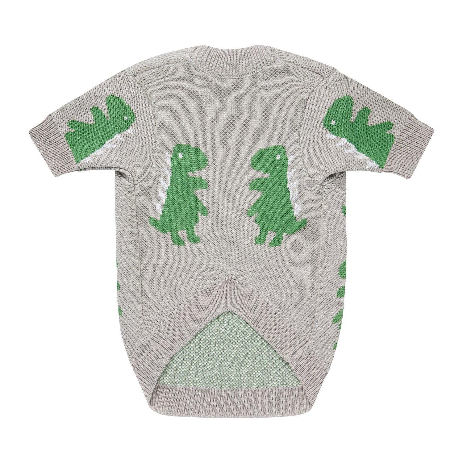 Szary sweterek dla psa w dinozaury