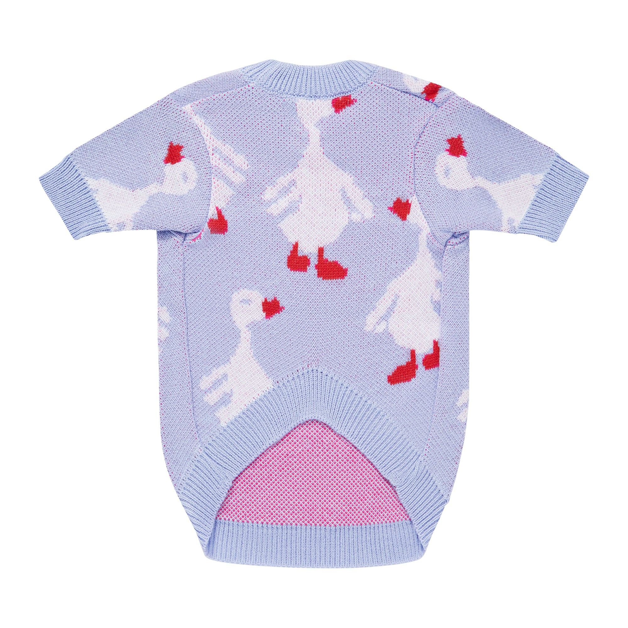 Liliowy sweterek dla psa w gęsi