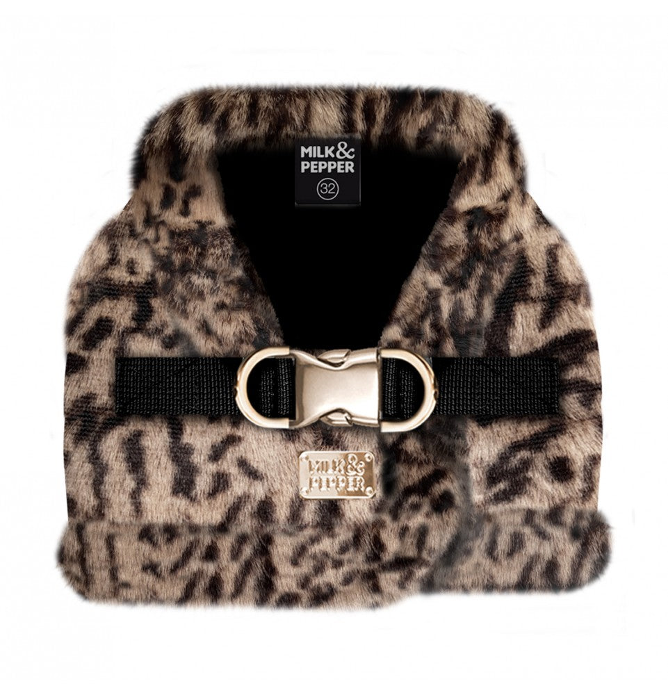 Luksusowe ocieplane szelki dla psa, Leopard