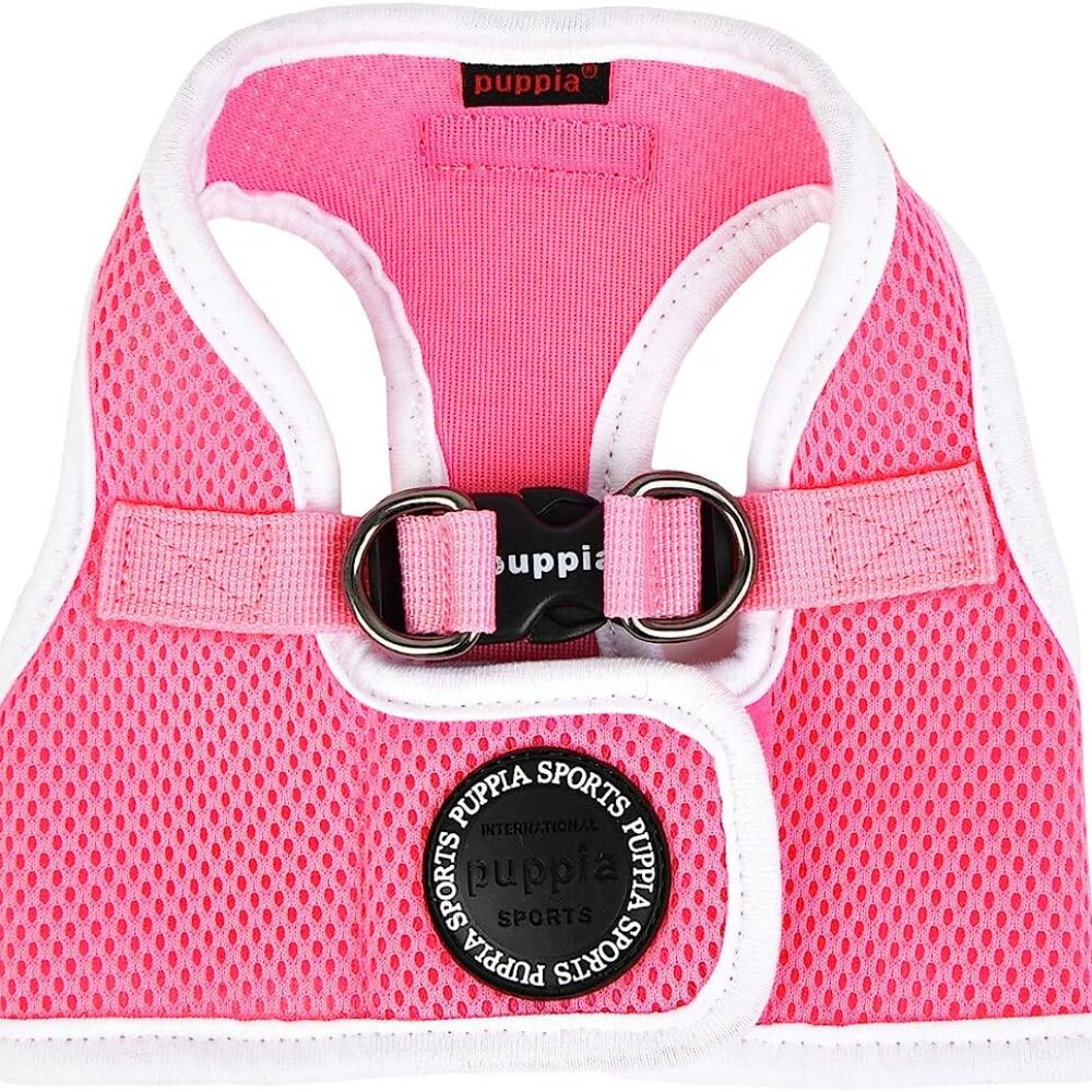 Puppia - Szelki - kamizelka różowo-biała Soft Vest